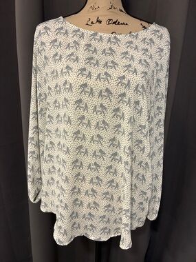 MIX White Blouse with Elephant Print